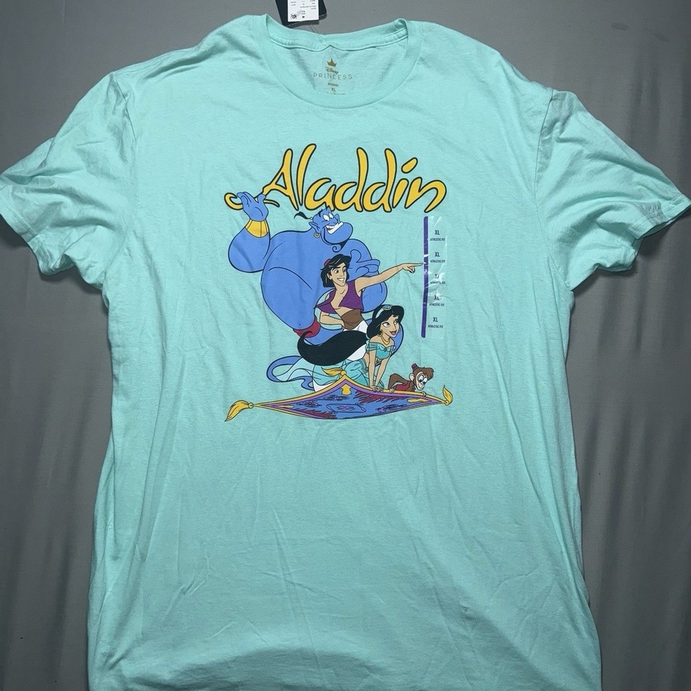 Disney Princess Tshirt Women's XLarge Blue Aladdin Casual Movie Colorful Genie